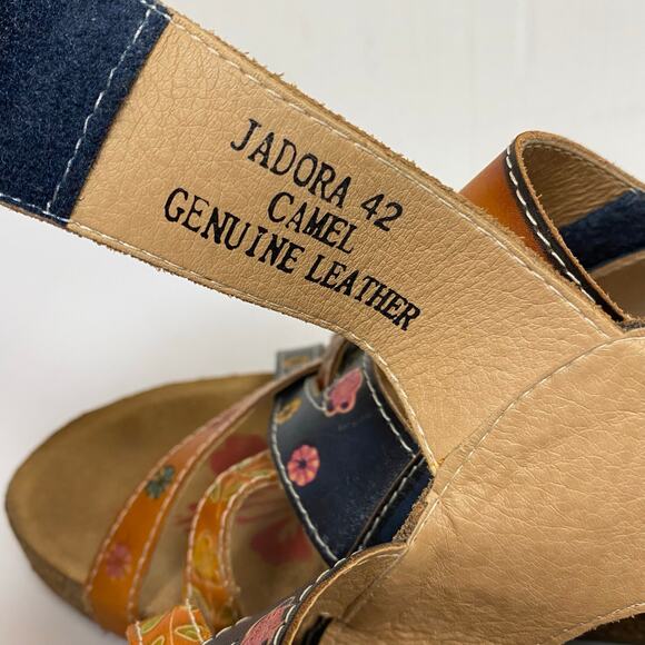 L'Artiste By Spring Step Jadora Leather Wedge Sandals Boho Artsy Size 10.5-11 - Picture 7 of 12